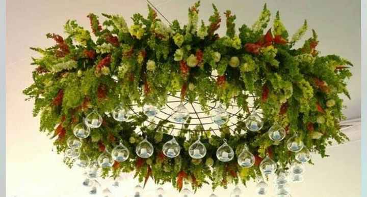 Techos con arreglos de flores colgantes  para la recepción - 1