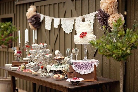mesa de postres vintage 