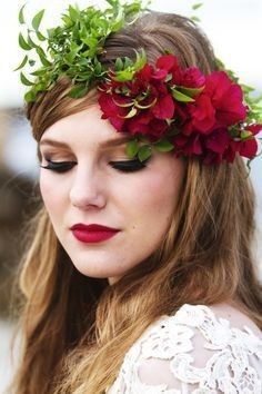  Tocado o diadema? Flores rojas!!! - 3