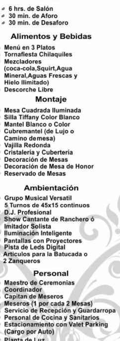 cosas incluidas del salón