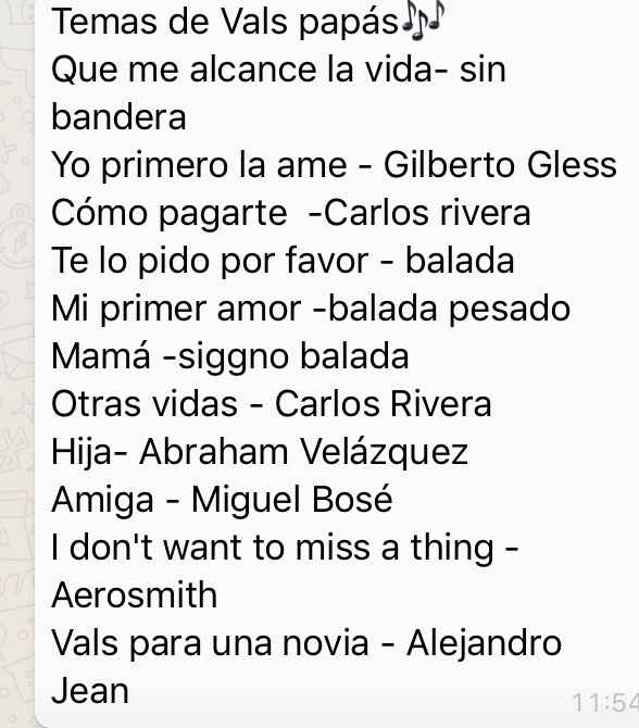 Elección de canción para entrada, vals de esposos y vals con los papás. - 2