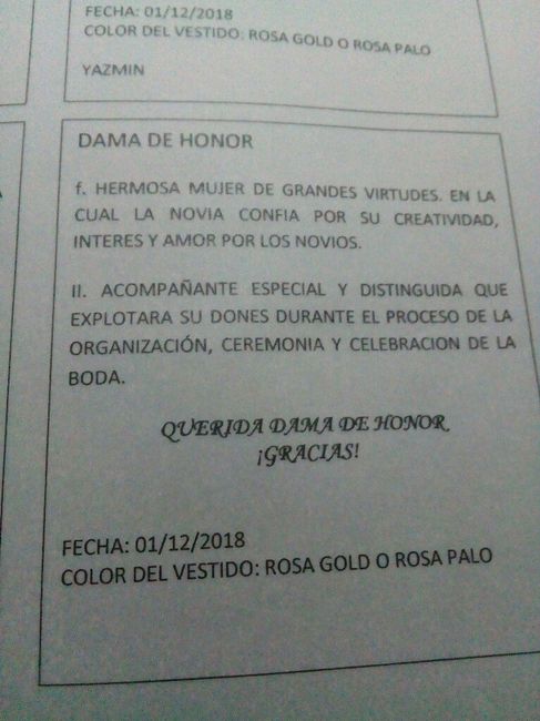 Mandamientos de la dama de honor - 2