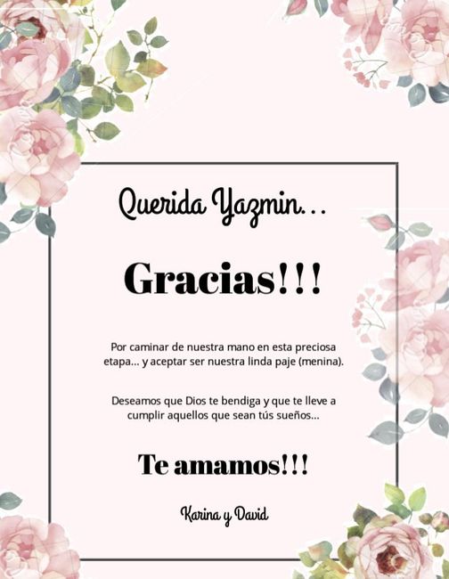 Tarjetas de agradecimiento para mis pajes y meninas 1