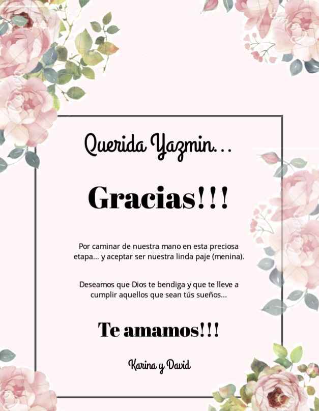 Tarjetas de agradecimiento para mis pajes y meninas - 1