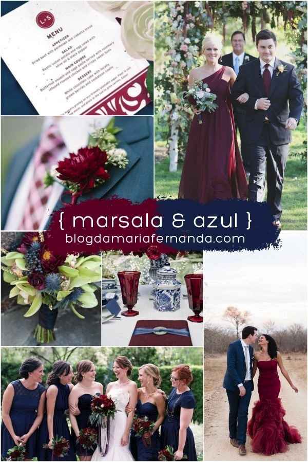 Combinación vino y azul