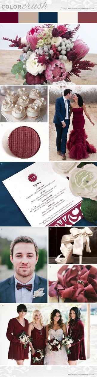 Combinación vino y azul