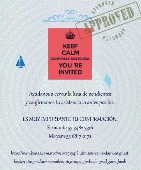 Favor de confirmar asistencia