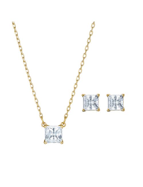 4 juegos de aretes y collar para novia Swarovski 4