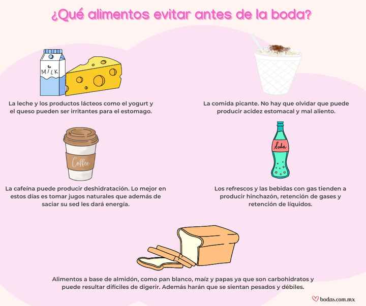 ¿Qué alimentos evitar antes de la boda? 🥞🍔🍟🍩 - 1