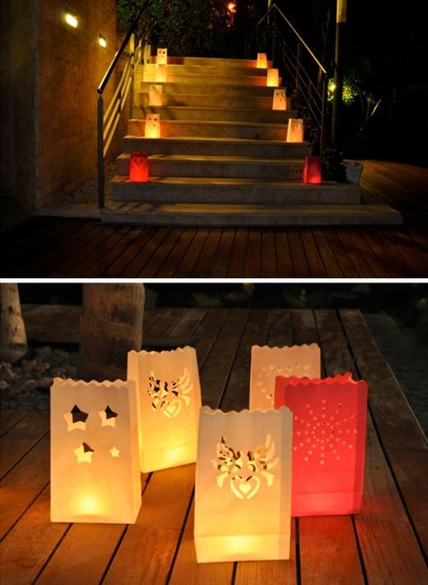 bolsitas iluminadas para decorar pasillos de entrada iglesia
