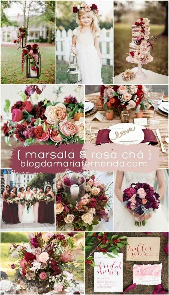 Combinaciones de colores en marsala y rosa chá - 11
