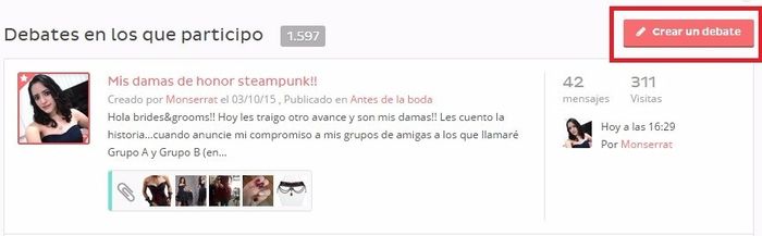 Abrir un debate desde tu perfil