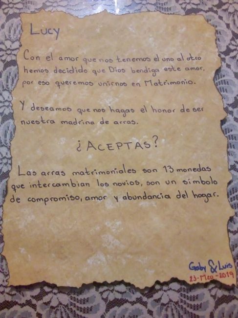 carta madrina arras