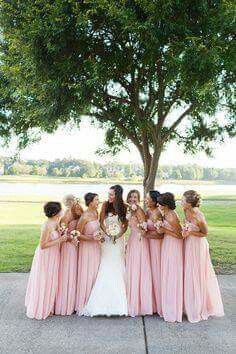 Vestidos de damas de honor en color rosa 2