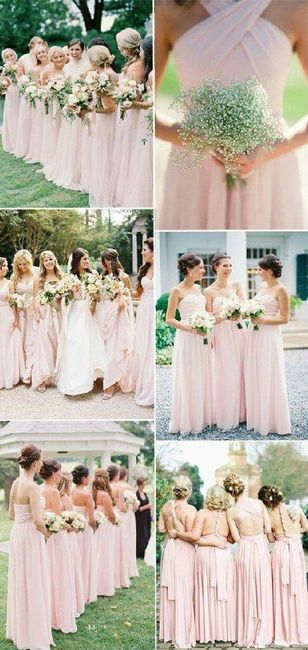Vestidos de damas de honor en color rosa 9