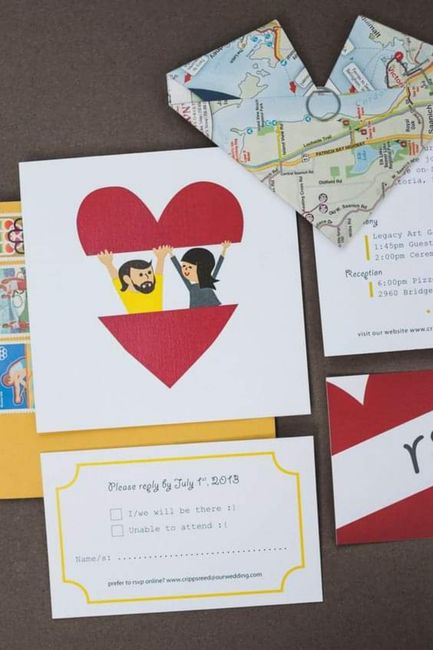 Hermosas ilustraciones de los novios en las invitaciones 1