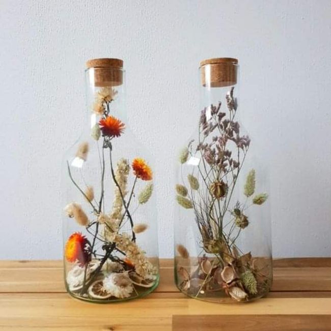 Arreglos florales en frascos de vidrio 2