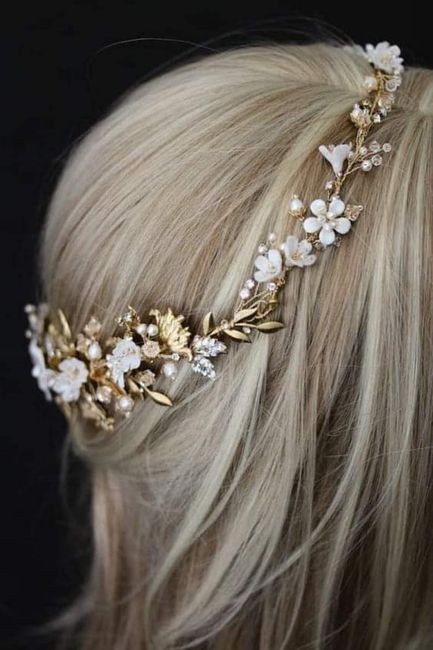 Diademas y tiaras con flores metálicas - 3