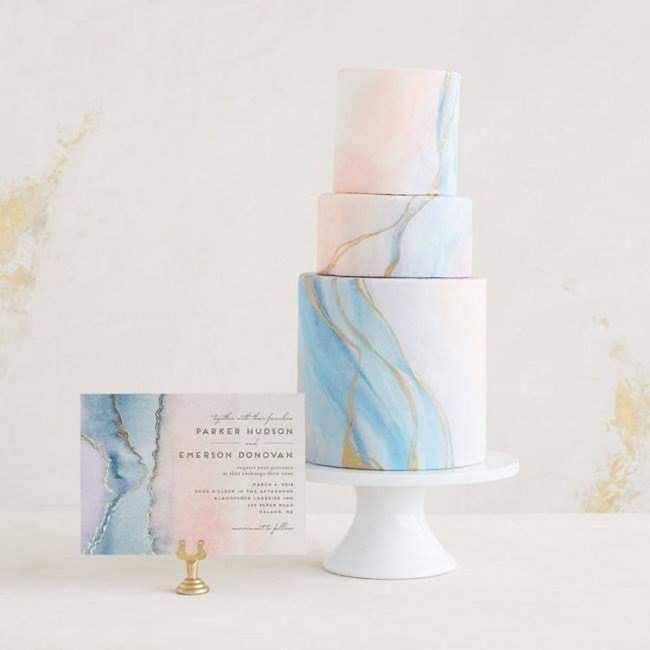 Pasteles con efecto mármol 15