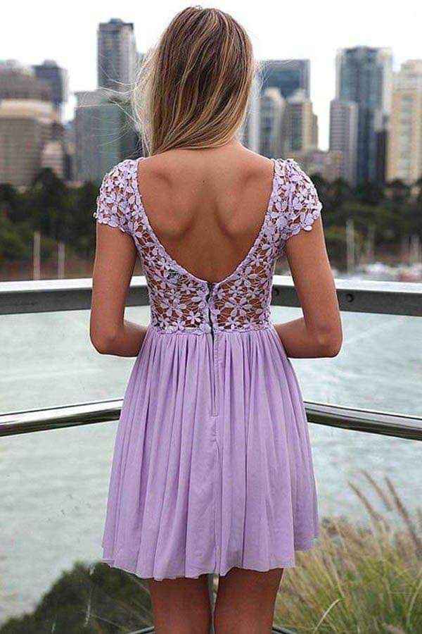 Vestidos cortos para damas con acentos en lila 7