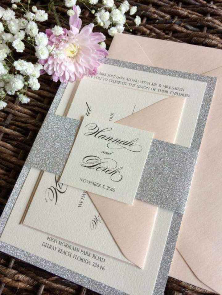Invitaciones con glitter plateado - 1