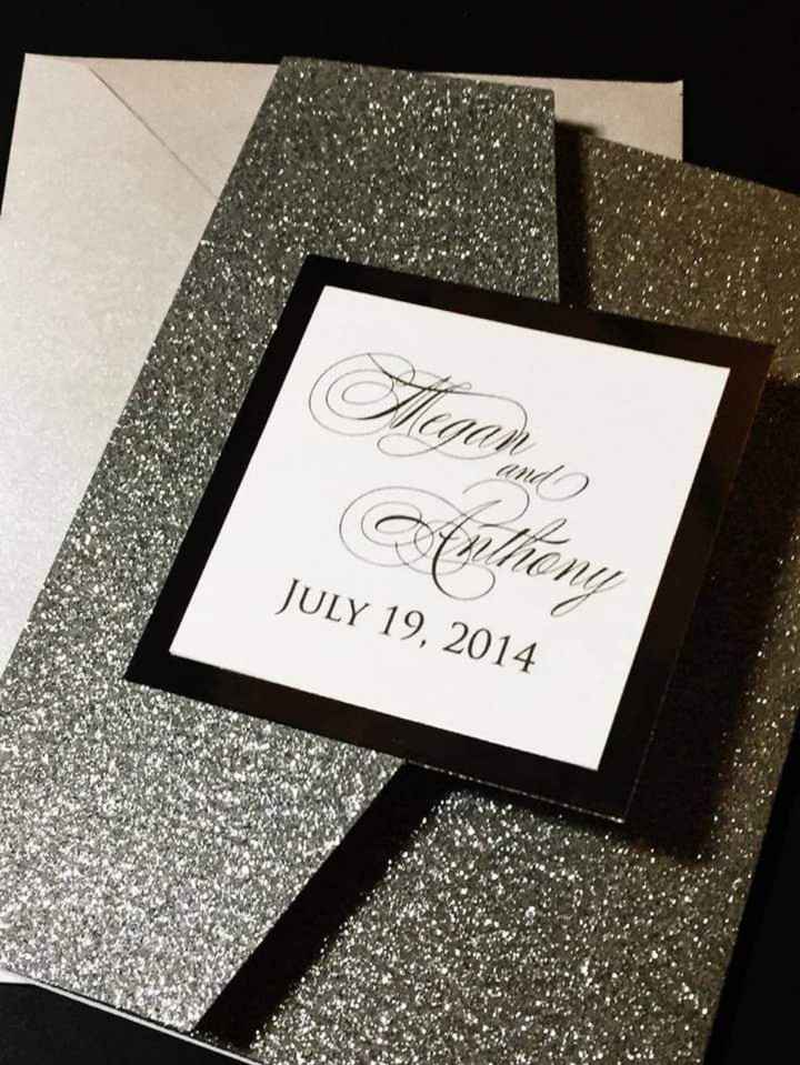 Invitaciones con glitter plateado - 2