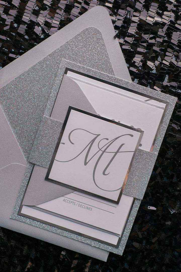 Invitaciones con glitter plateado - 5