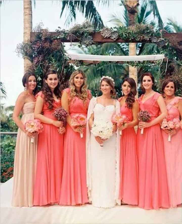 Damas de honor en color coral Foro Moda Nupcial bodas .mx