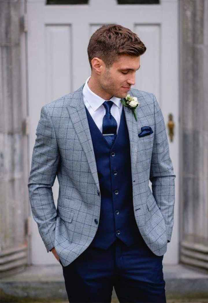 Traje gris con azul store