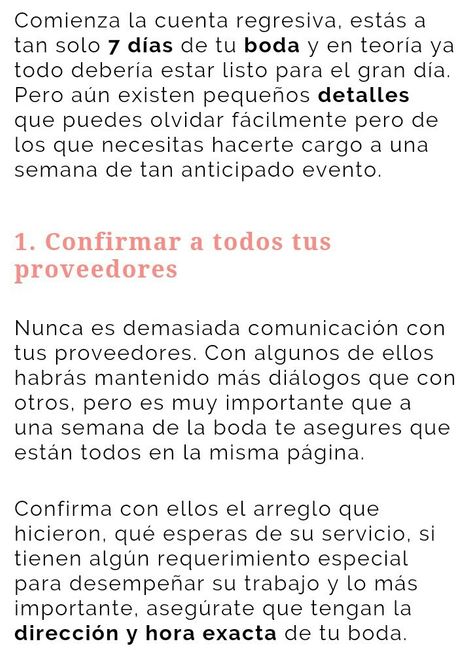 Qué debemos hacer una semana antes de la boda - 2