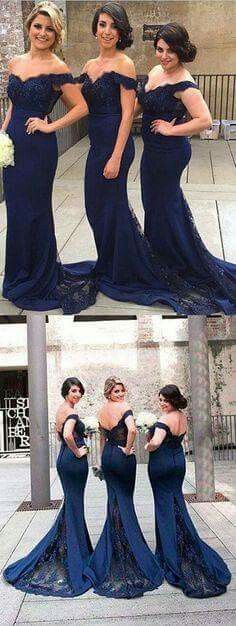 Vestidos para damas de honor en azul marino - 8