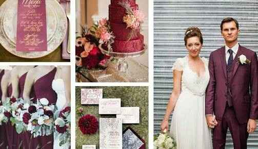 Combinaciones de colores en vino y dorado - 1