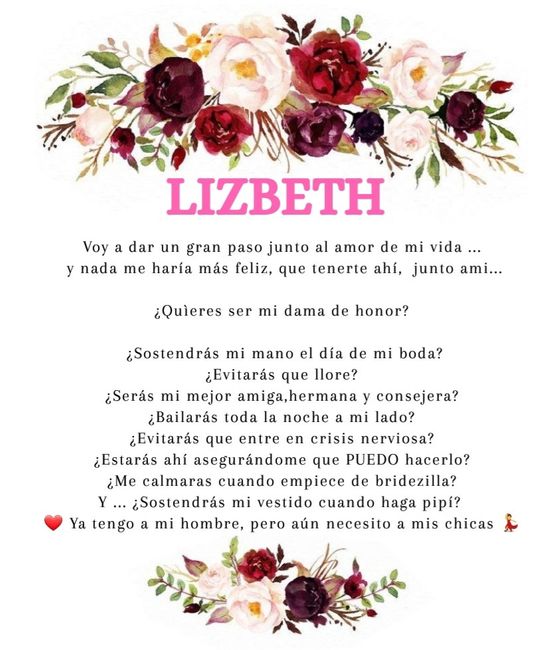 Invitación para damas de honor 1