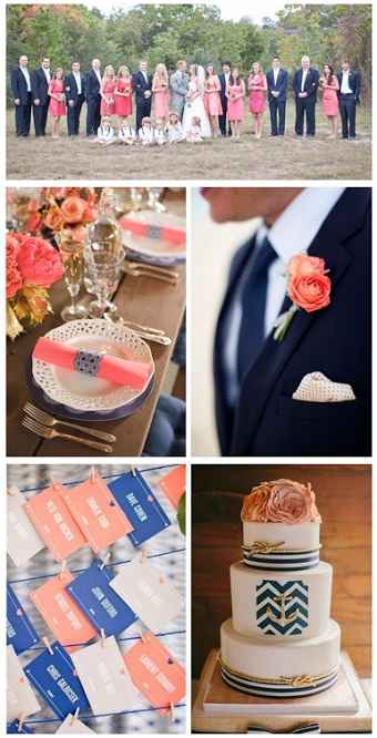 Coral y Azul Marino! 