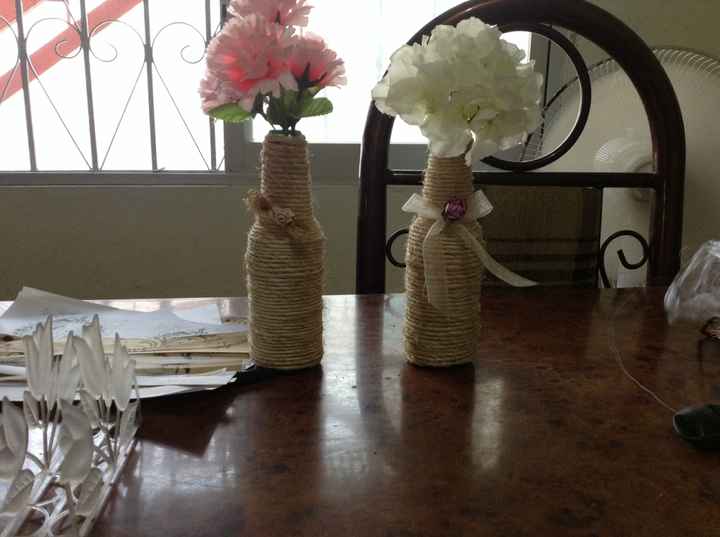Floreros decorados con hilo de henequén - 1