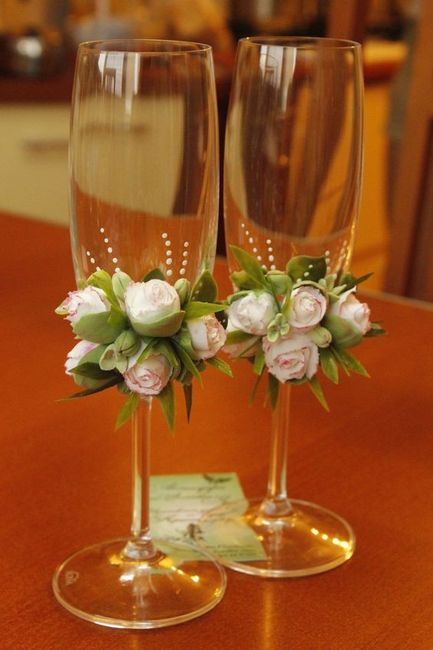 copas de novios con flores