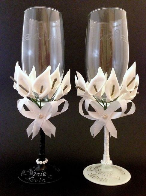 copas de novios con flores