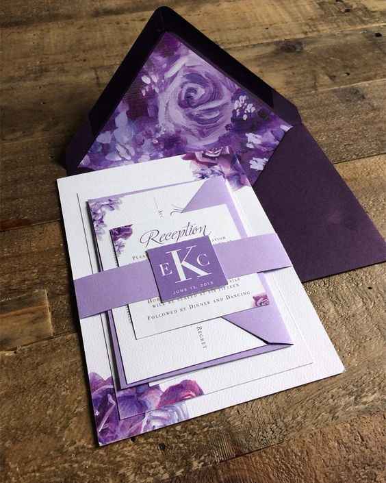 5 Invitaciones en tonos morados