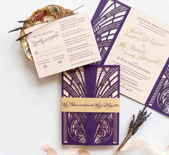 5 Invitaciones en tonos morados
