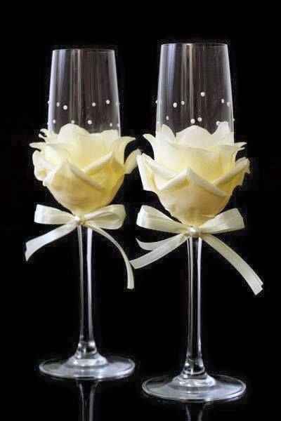 copas de novios con flores