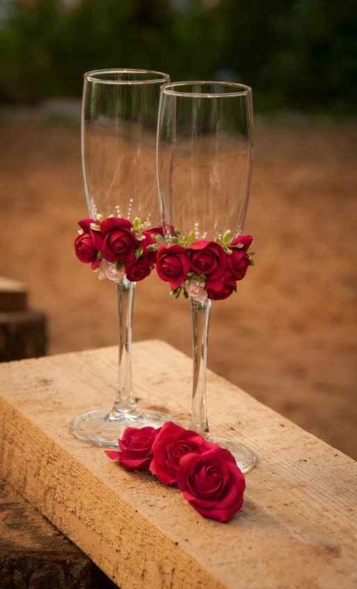 copas de novios con flores