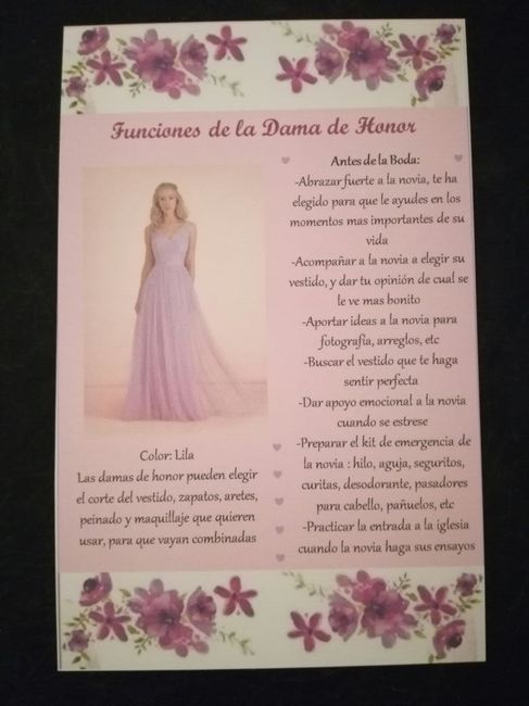 funciones de la dama antes de la boda