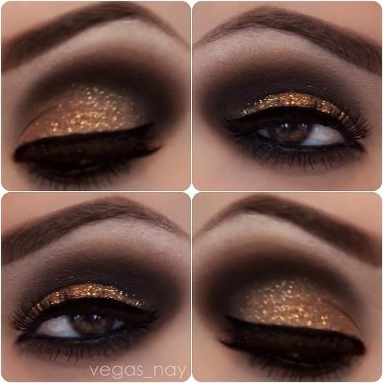 Maquillaje ocre-dorado