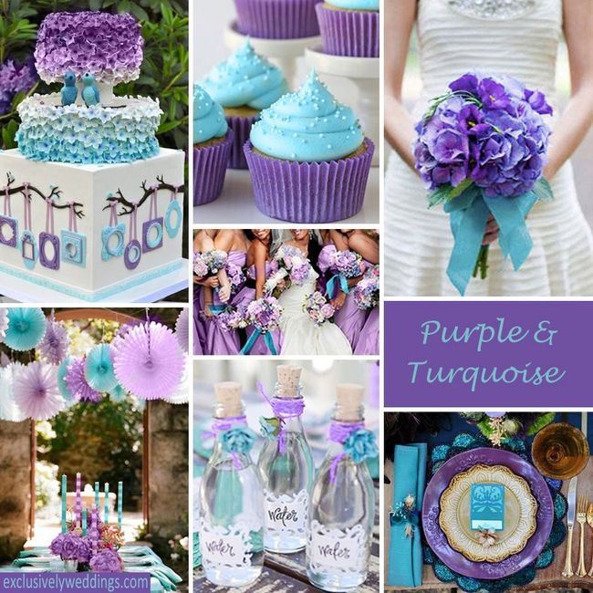 Morado y turquesa