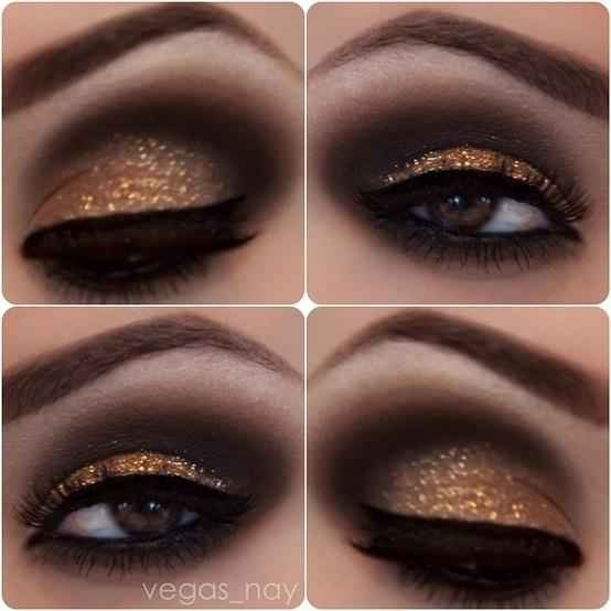 Maquillaje ocre-dorado