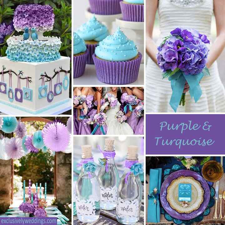 Morado y turquesa