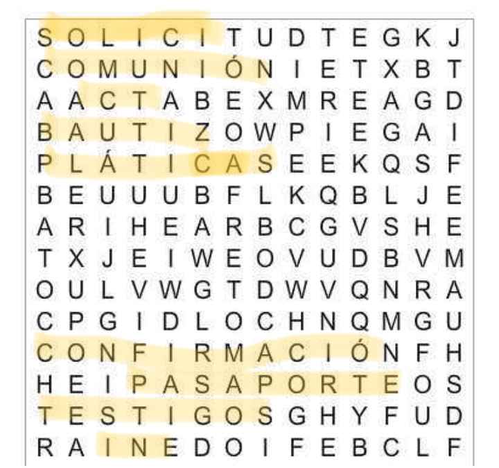 Sopa de letras: Requisitos para casarse - 1