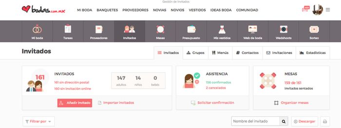 Después de ingresar a "Mi Boda", ve a la sección de Invitados y agrega a los tuyos