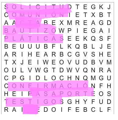 Sopa de letras: Requisitos para casarse - 1
