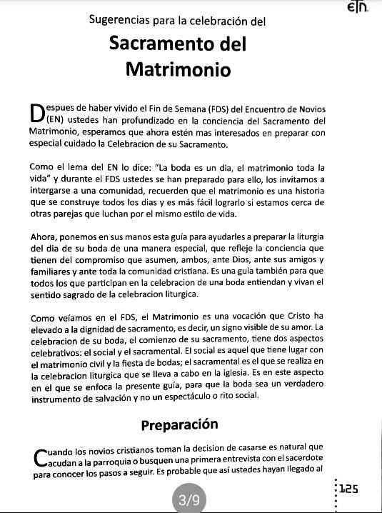 Guía para la celebración del sacramento del matrimonio católico y sugerencias de lecturas - 1